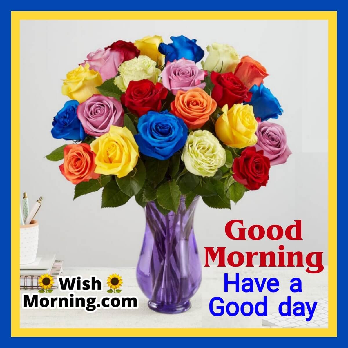 morning wishes with roses