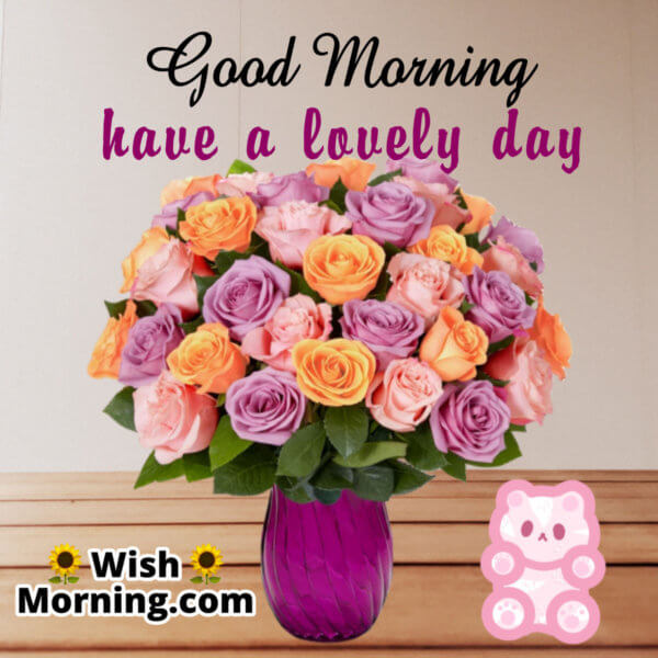 Good Morning Wishes With Rose Flower - Wish Morning