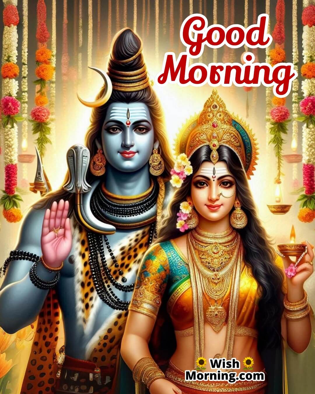 Good Morning Lord Shiva Parvati Divine Image