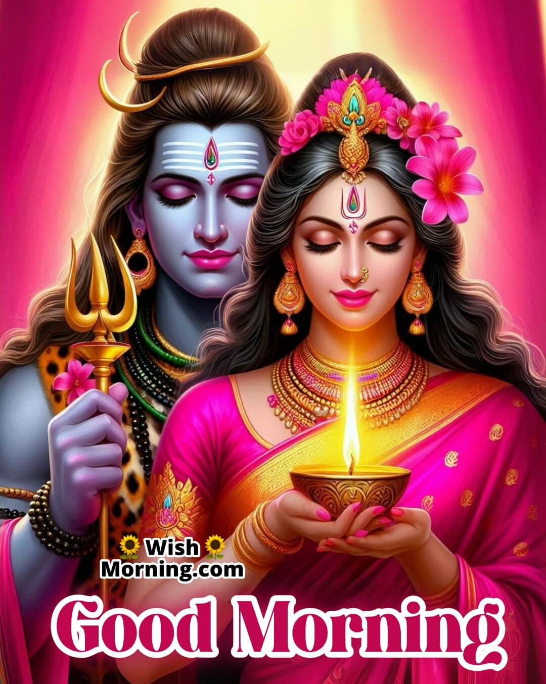 Good Morning Lord Shiva Parvati Lovely Photo