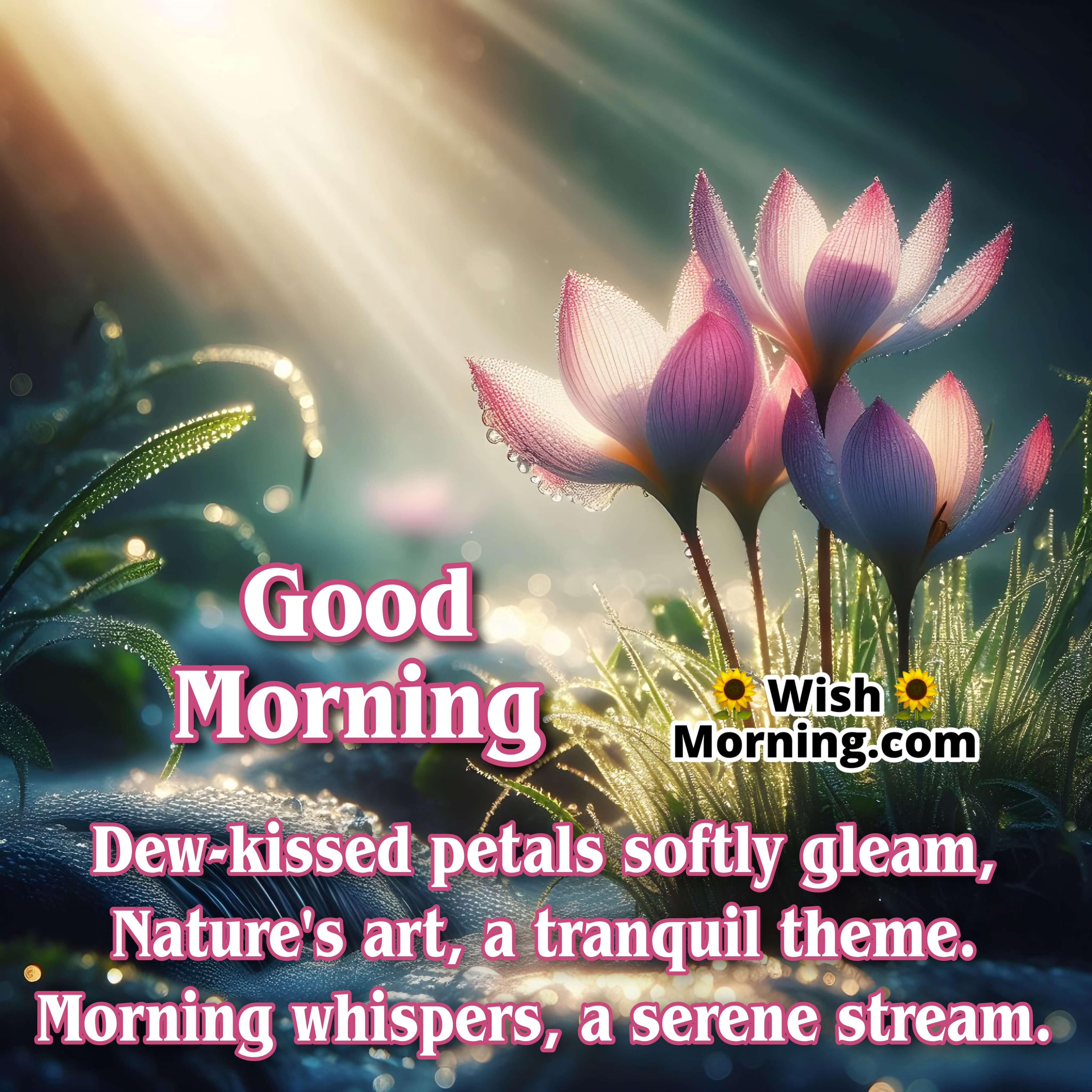 Good Morning Short Poem On Dew Kissed Petals