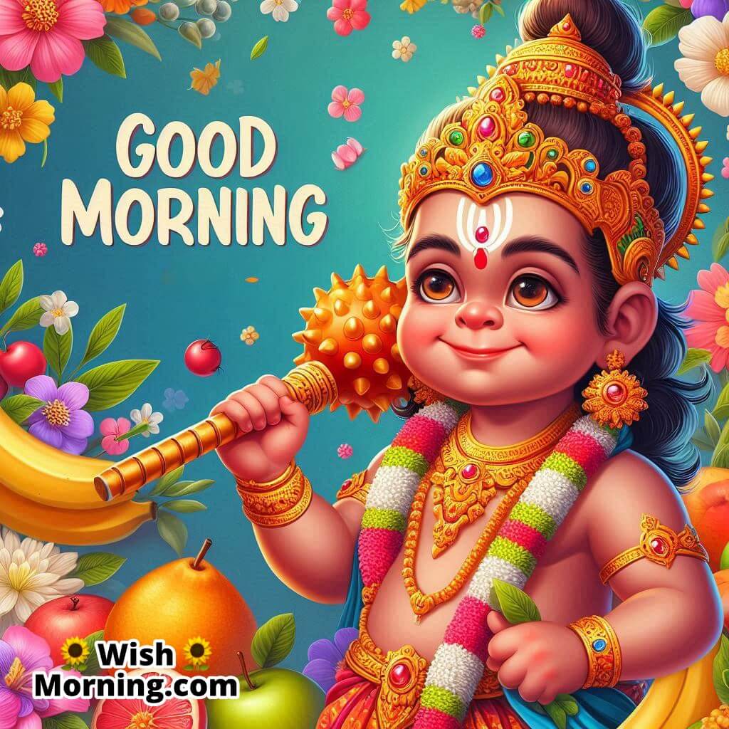 Good Morning Baby Hanuman With Mace