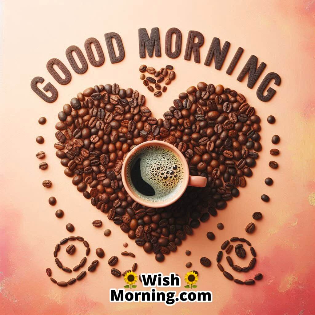 Coffee Beans Heart Good Morning