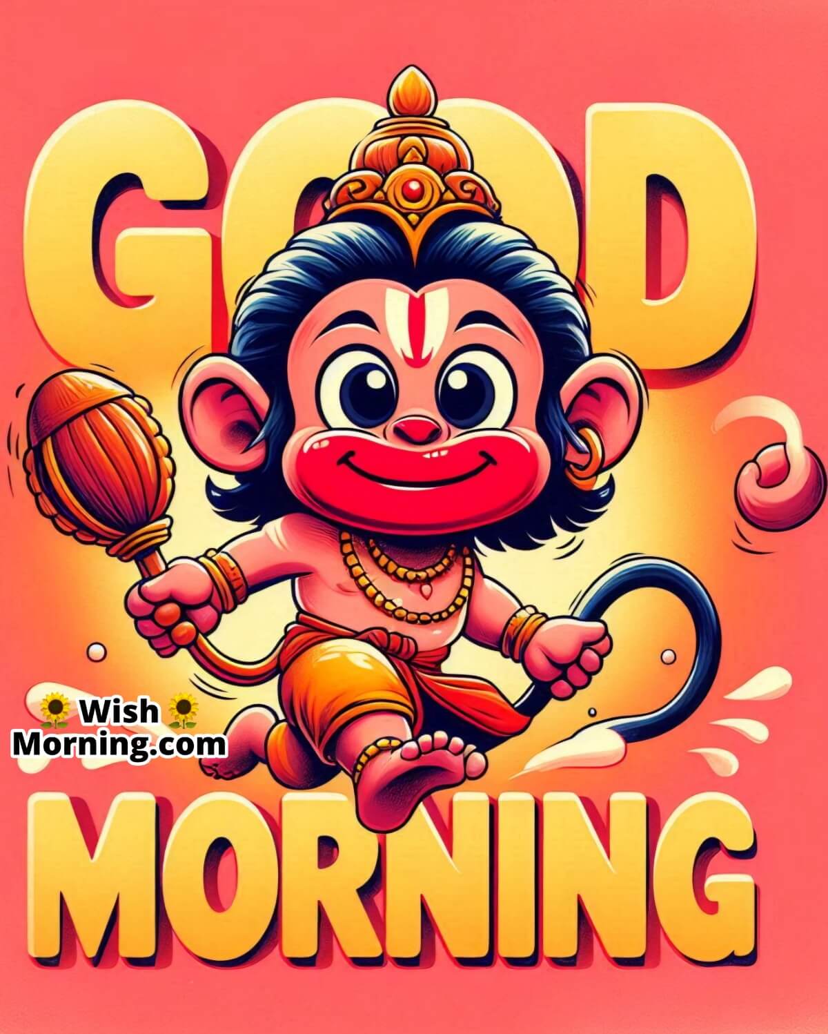 Good Morning Baby Hanuman Typography