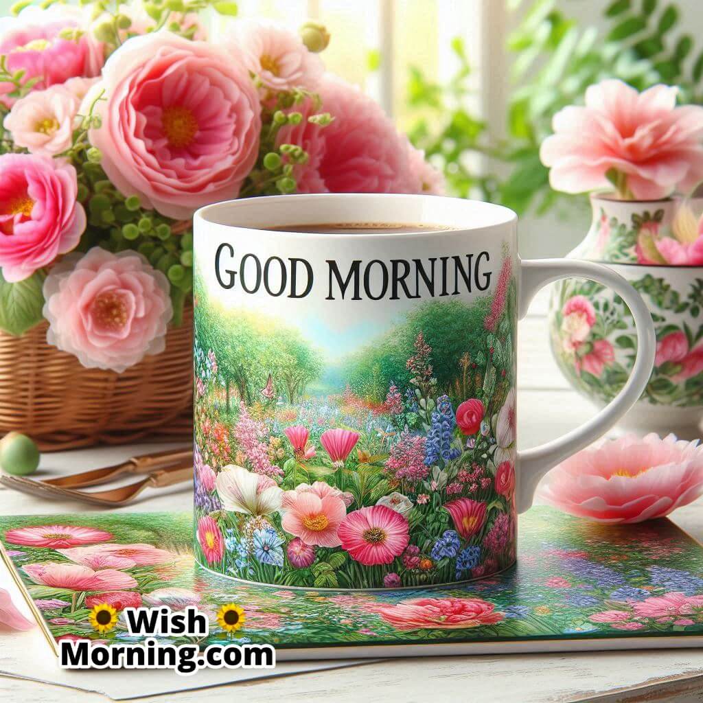 Good Morning Flower Print Mug