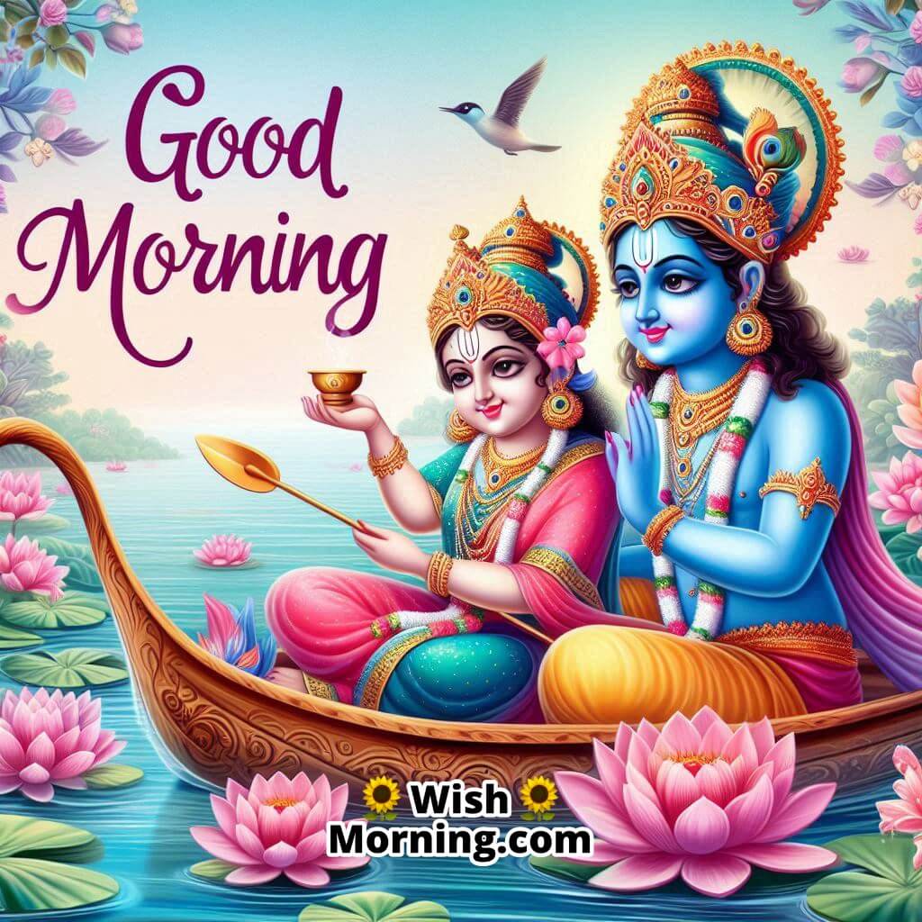 Good Morning Radha Krishna In Boat