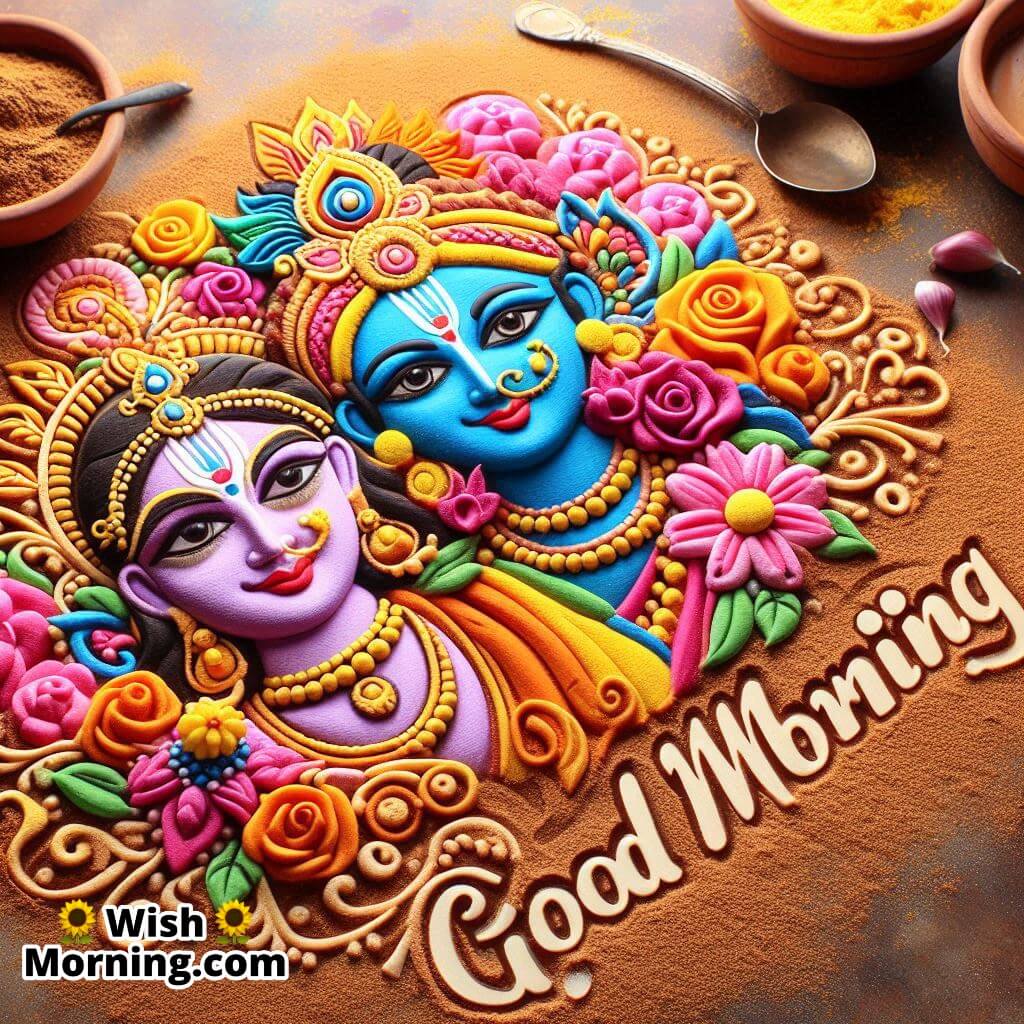 Good Morning Radha Krishna Rangoli