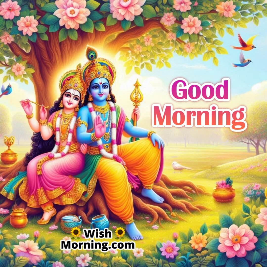 Good Morning Radha Krishna Under Tree