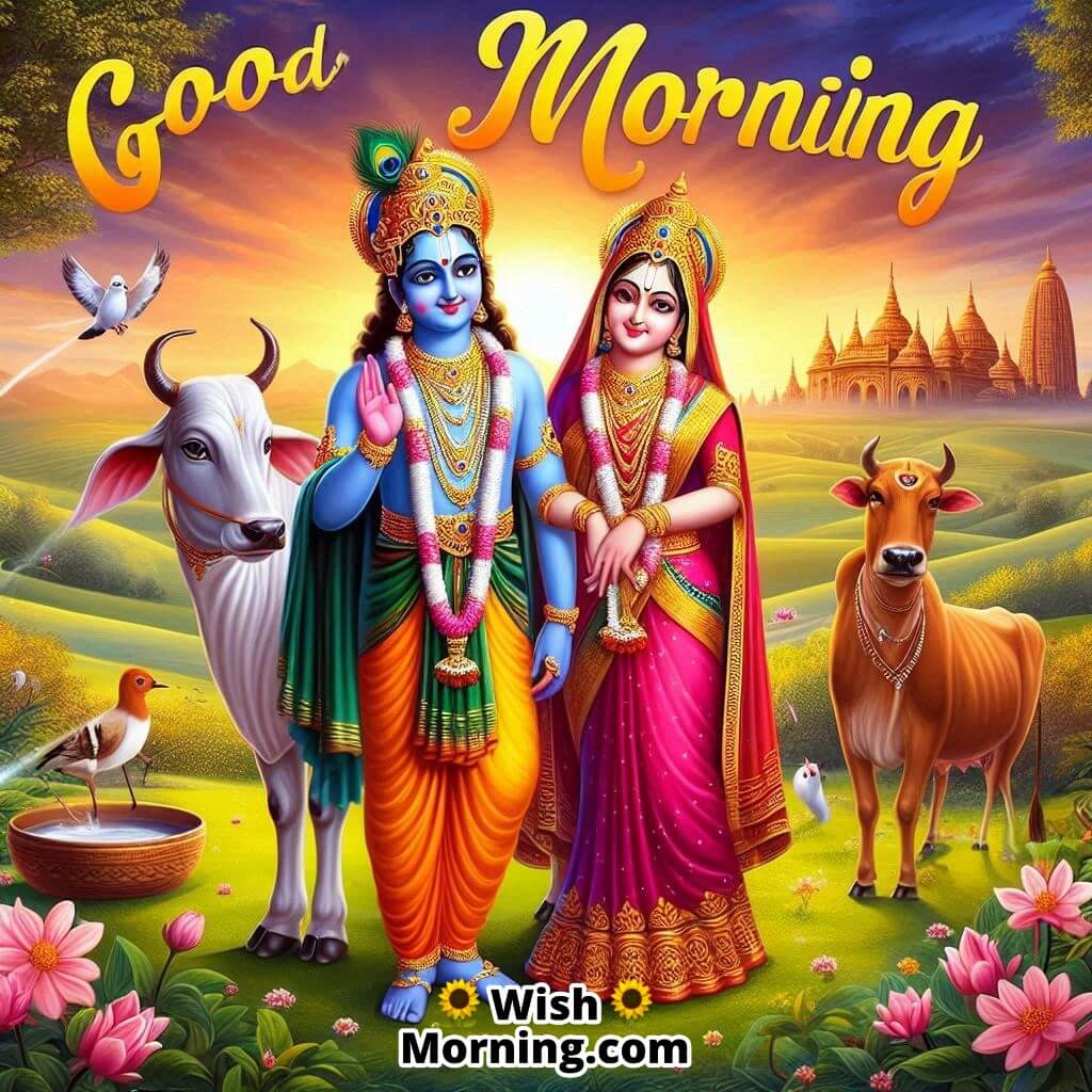 Good Morning Radha Krishna With Cows