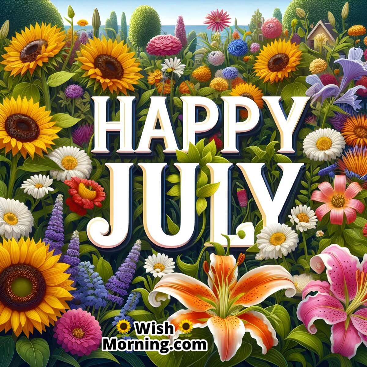 Happy July Colorful Flowers