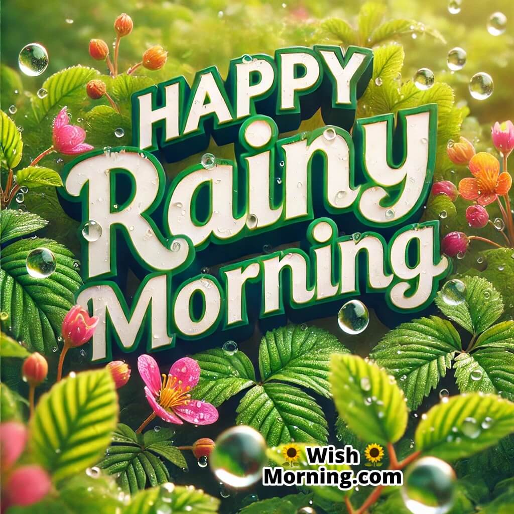 Happy Rainy Morning Leaves And Flowers
