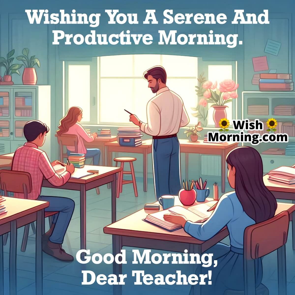 Serene Teacher Morning Productivity