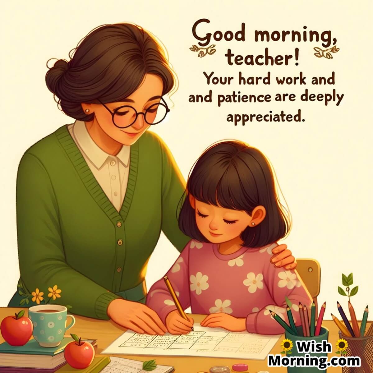 Teacher's Hard Work Morning Patience