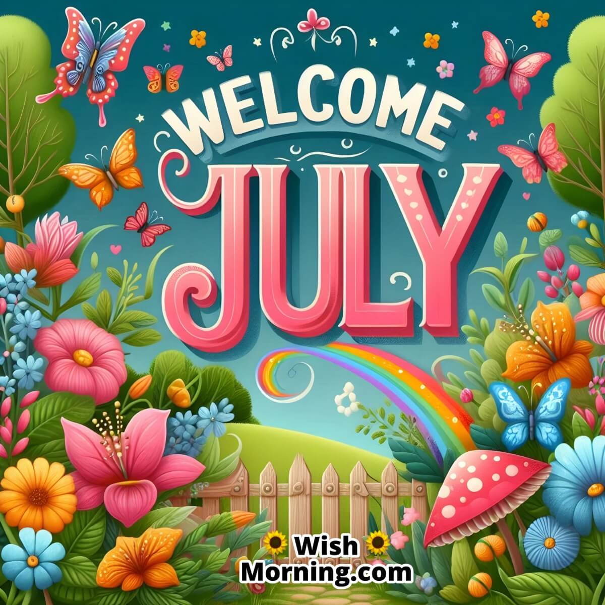 Welcome July Colorful Flowers