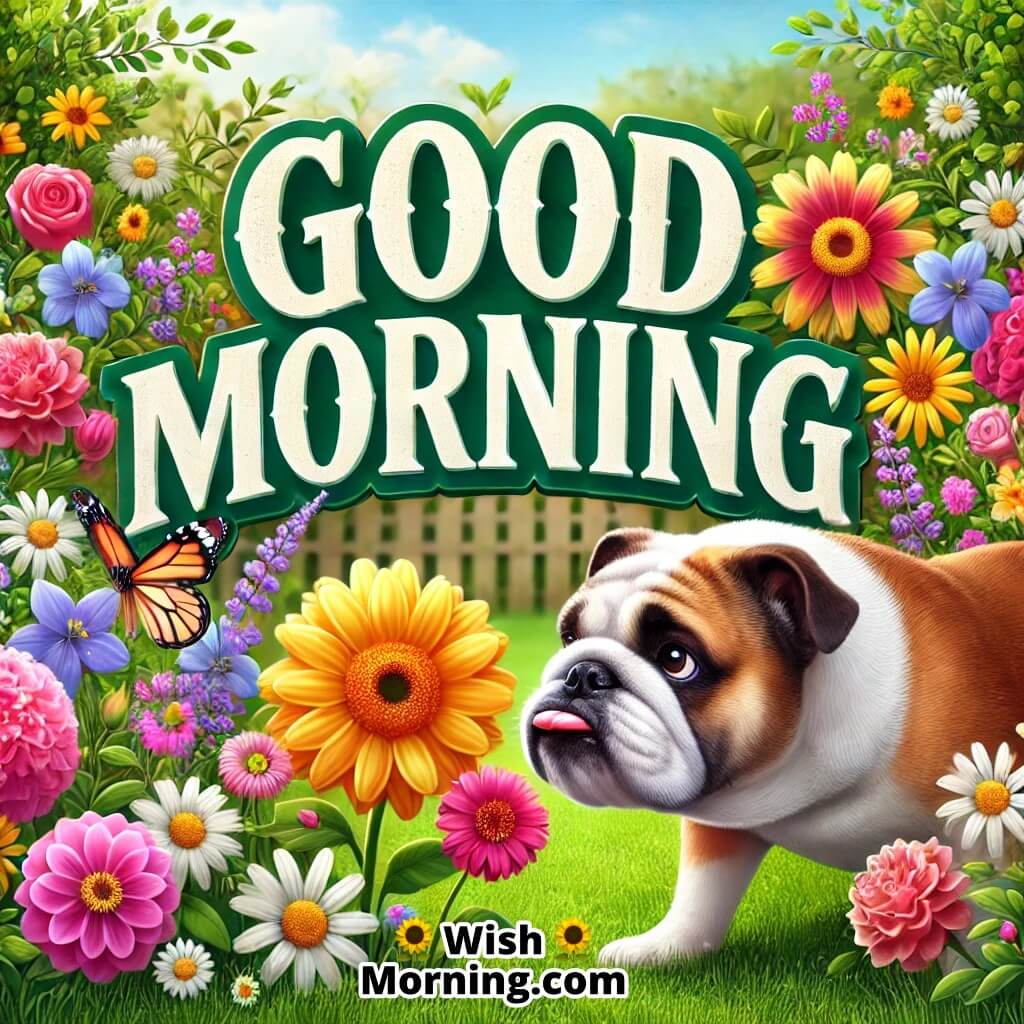 Good Morning Bulldog In Garden