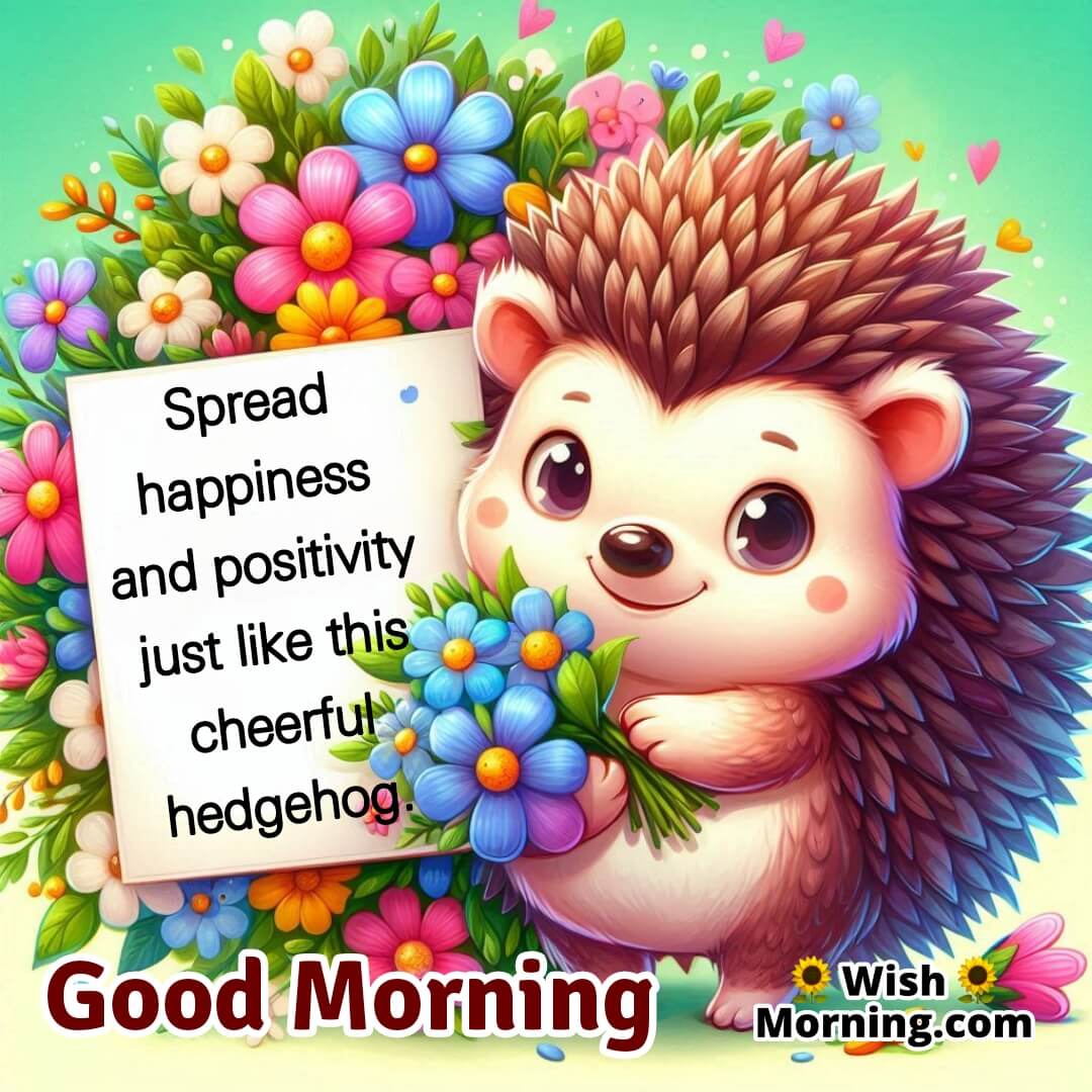 Good Morning Cheerful Hedgehog Message