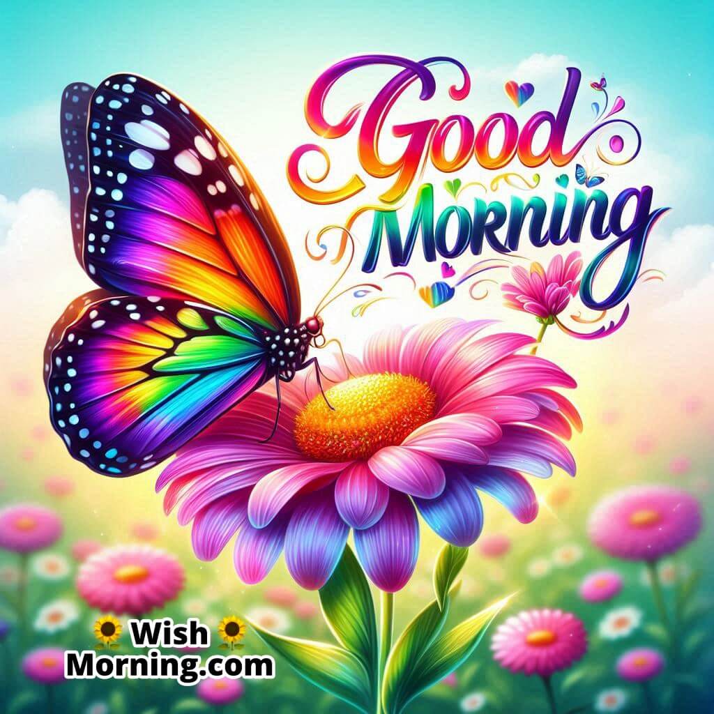 Good Morning Colorful Flower Butterfly