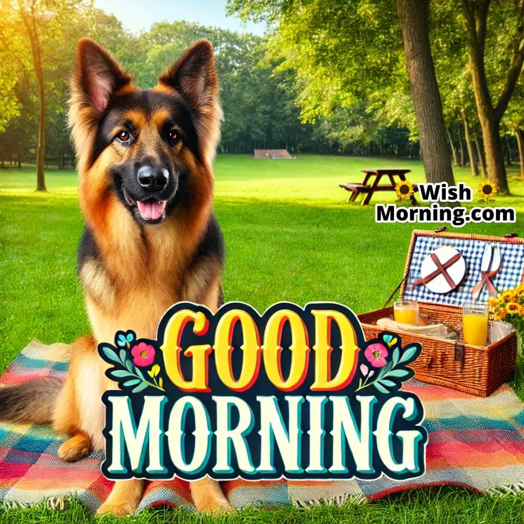 Good Morning German Shepherd On Picnic