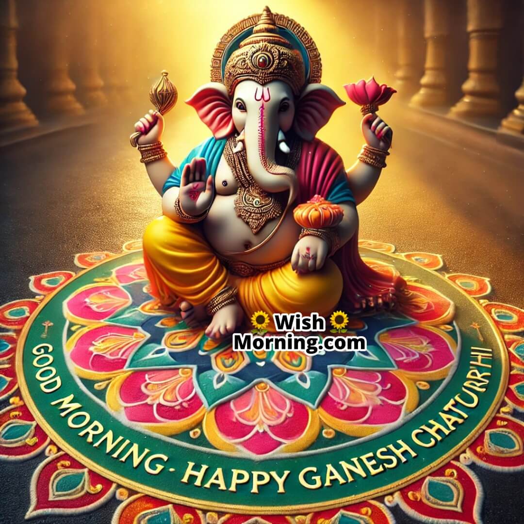 Good Morning Happy Ganesh Chaturthi Rangoli