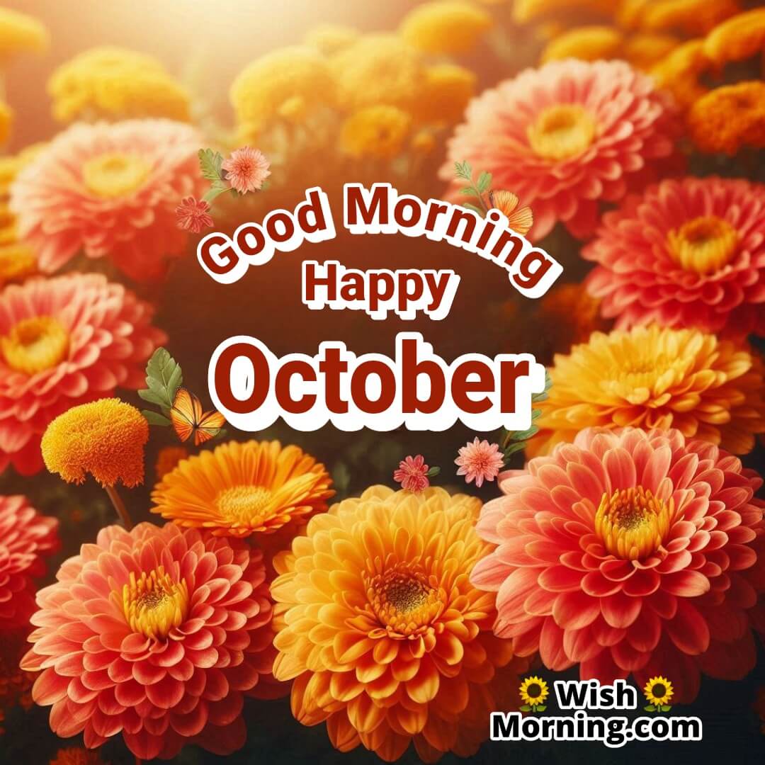 Good Morning Happy October Flowers Blooming Image