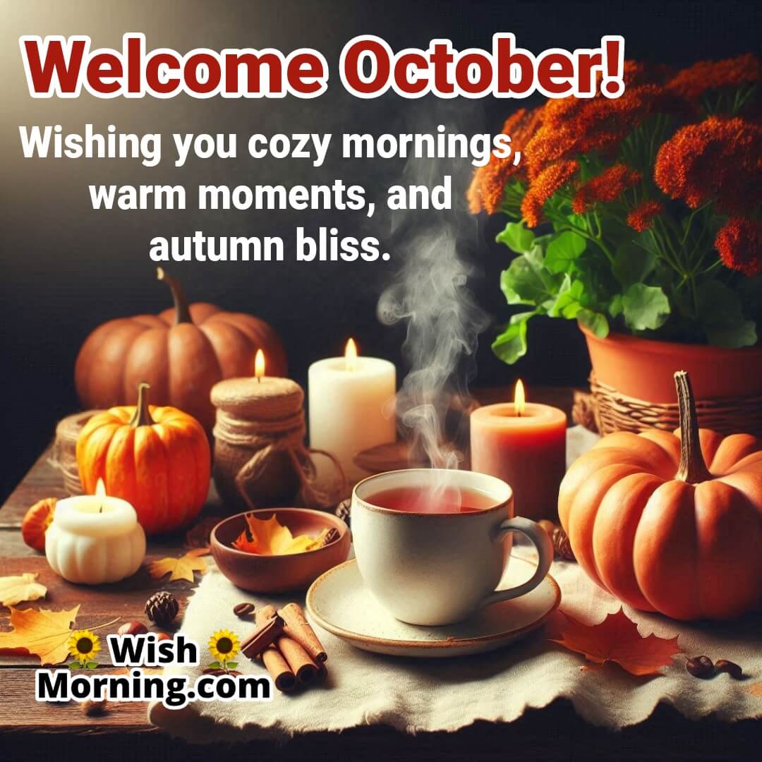 Welcome October Cozy Mornings Autumn Bliss Image