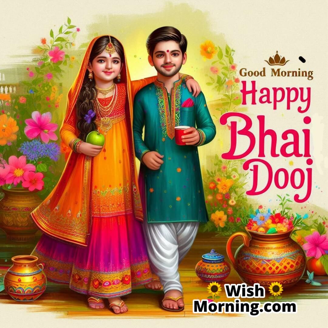 Brother Sister Bhai Dooj Morning Greeting