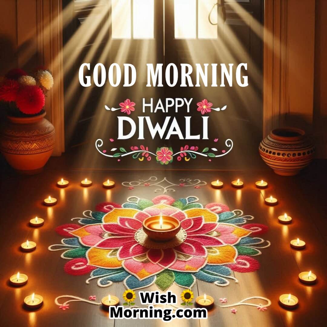 Good Morning Happy Diwali Rangoli Entrance