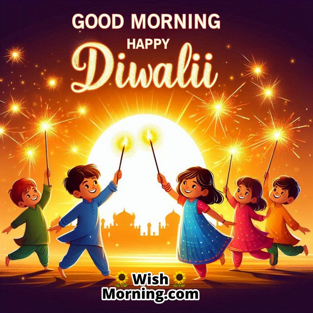 Good Morning Happy Diwali Sparklers At Sunrise