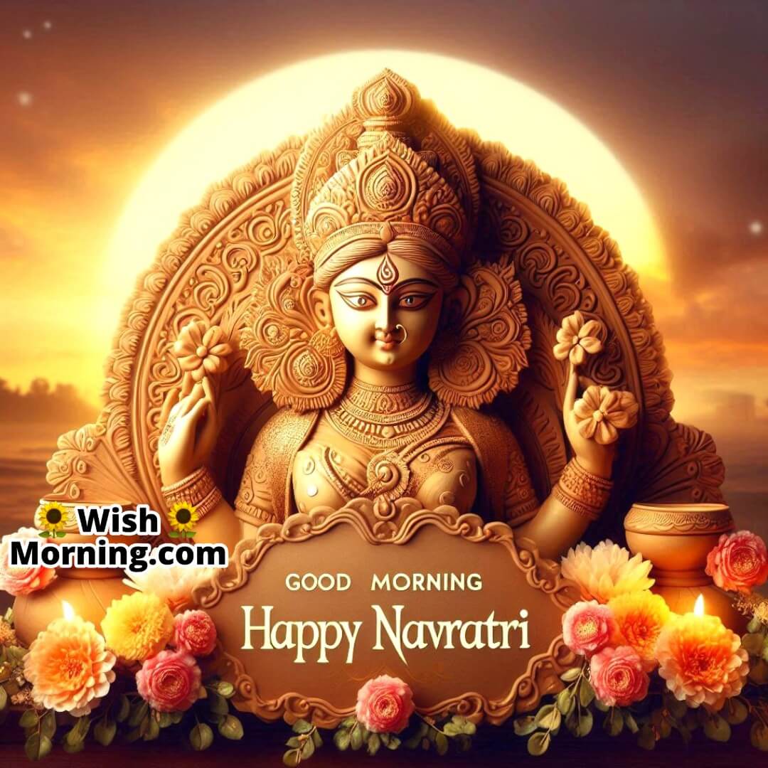 Good Morning Happy Navratri Durga Idol