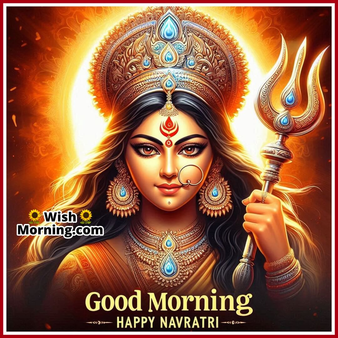 Good Morning Happy Navratri Maa Durga With Trishul