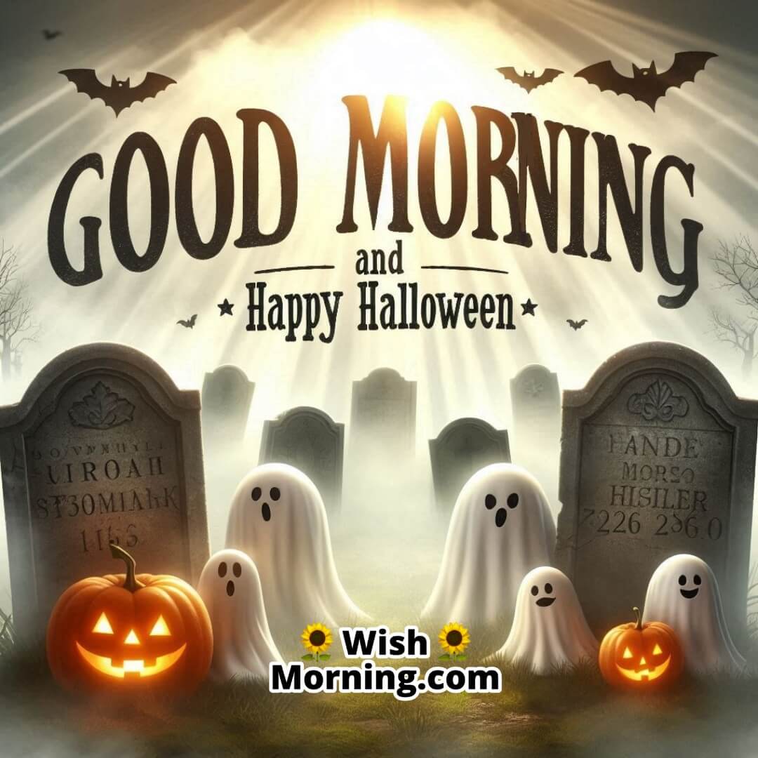 Good Morning And Happy Halloween Cemetery Card