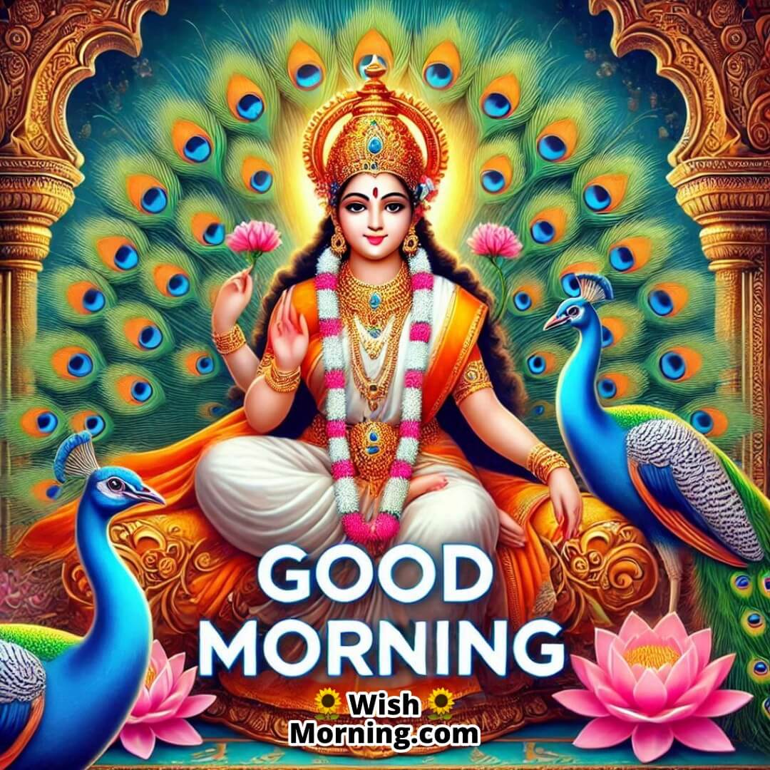 Good Morning Lakshmi Mata Peacock Throne Blessings