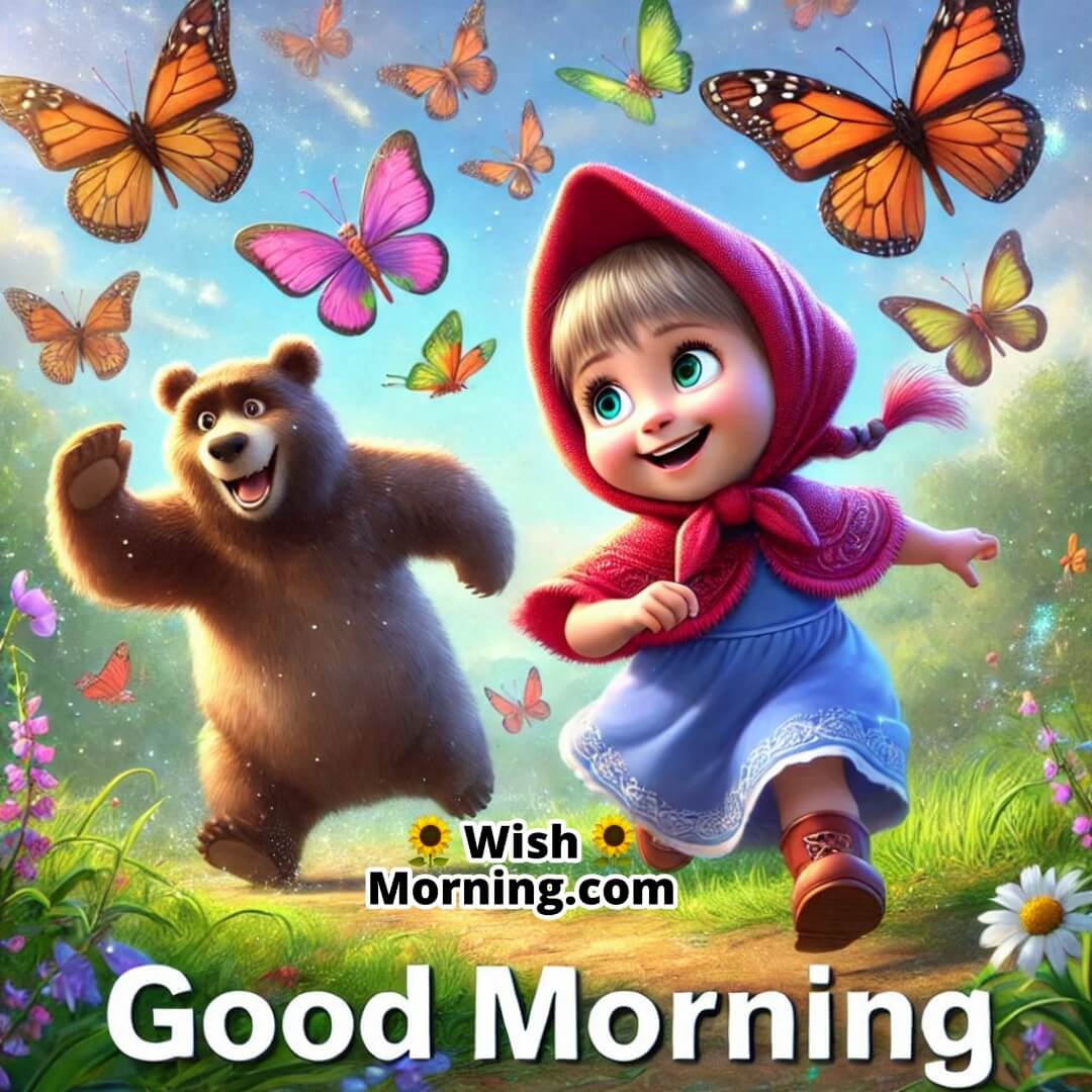 Good Morning Masha And Bear Chasing Butterflies