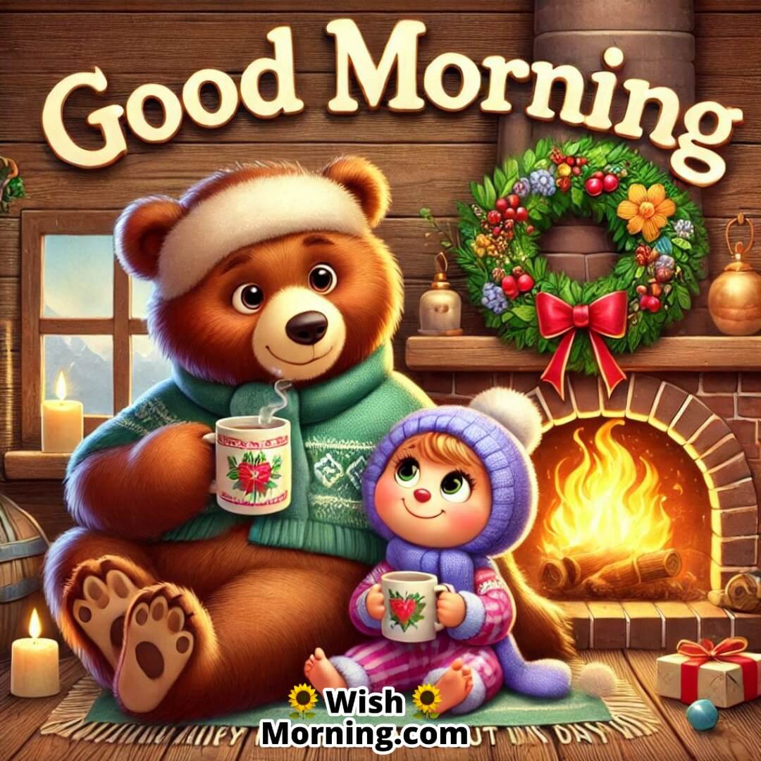 Good Morning Masha And Bear At Fireplace