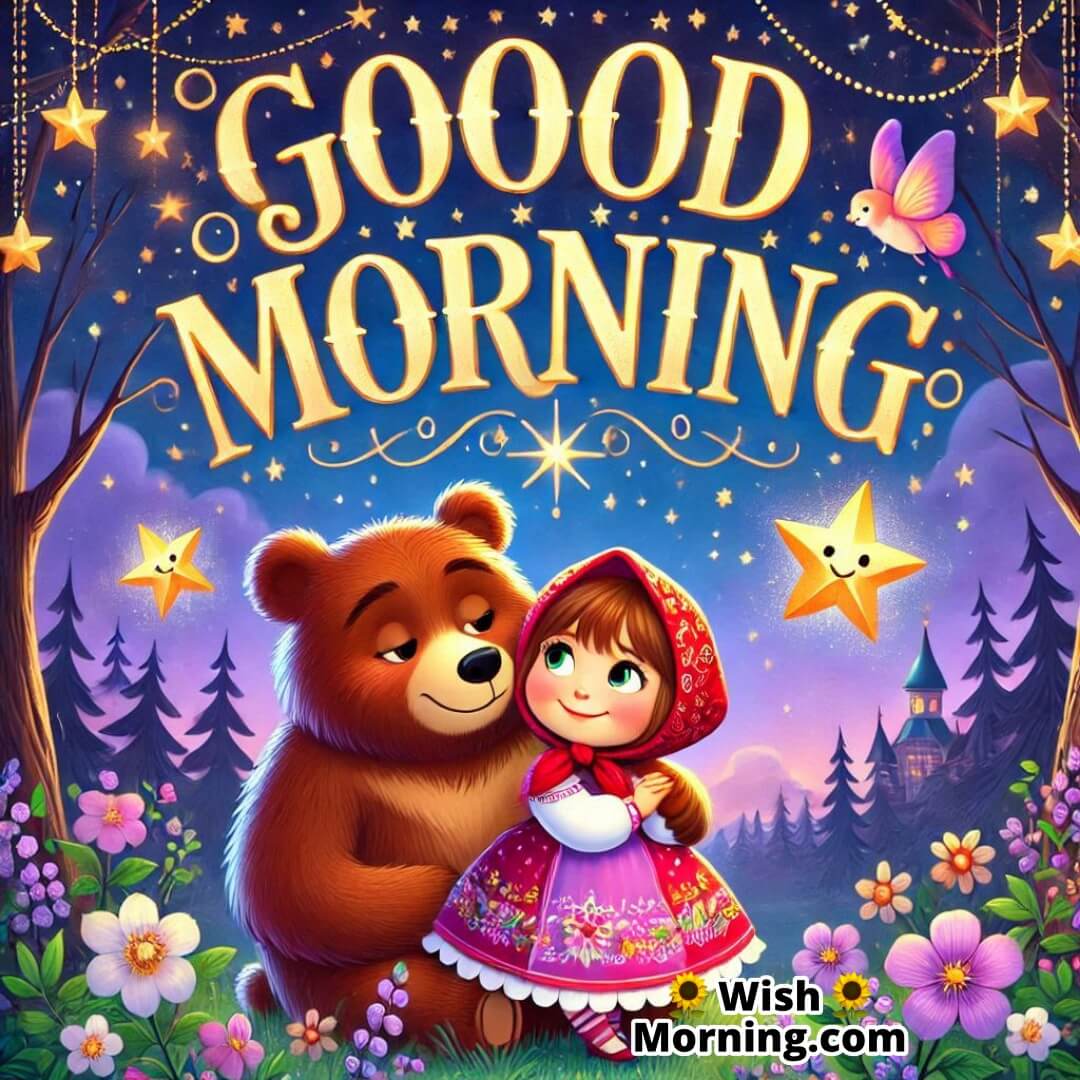 Good Morning Masha And Bear In Starry Sky