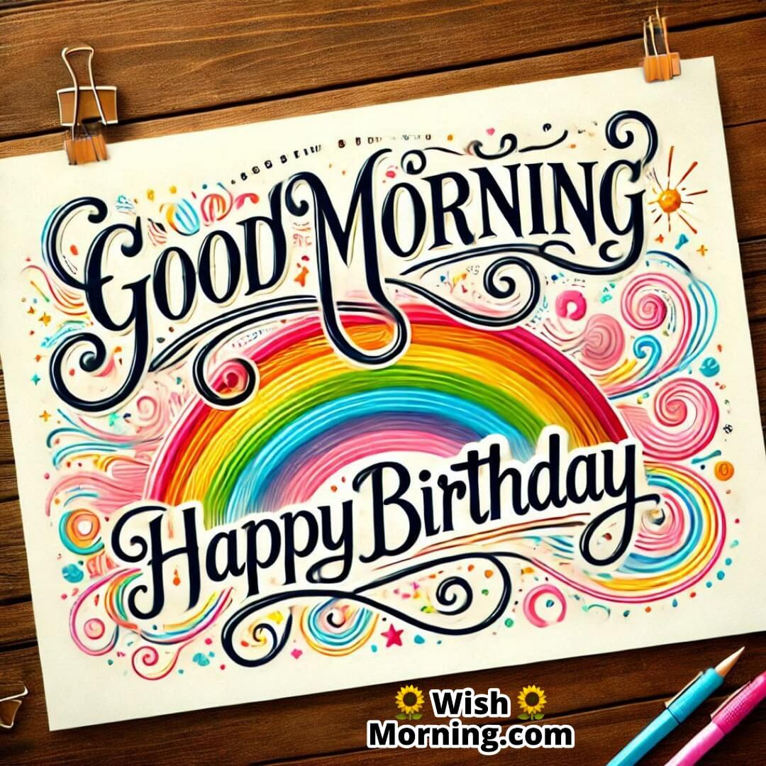 Good Morning Happy Birthday Rainbow Image