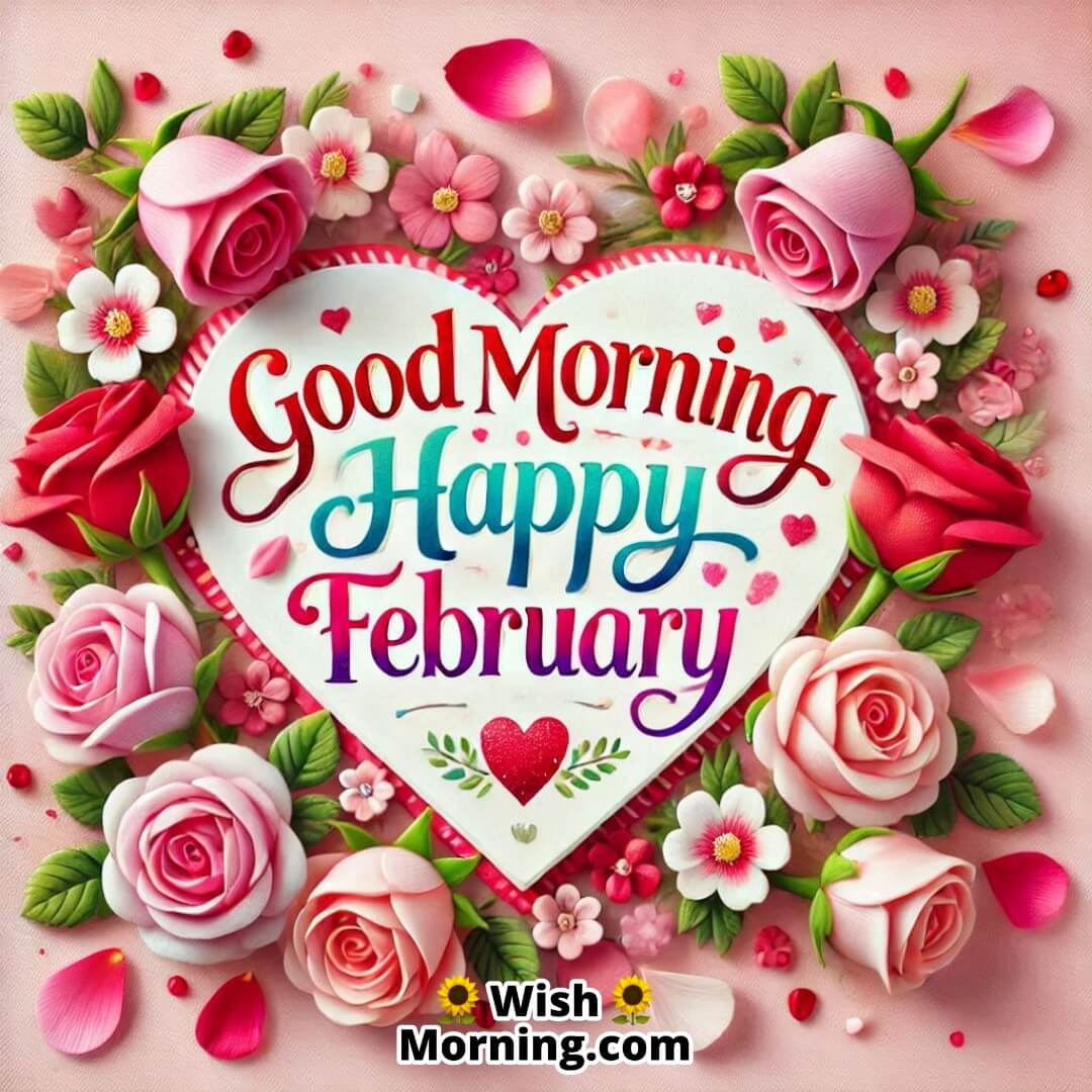 Good Morning Happy February Hearts & Flowers