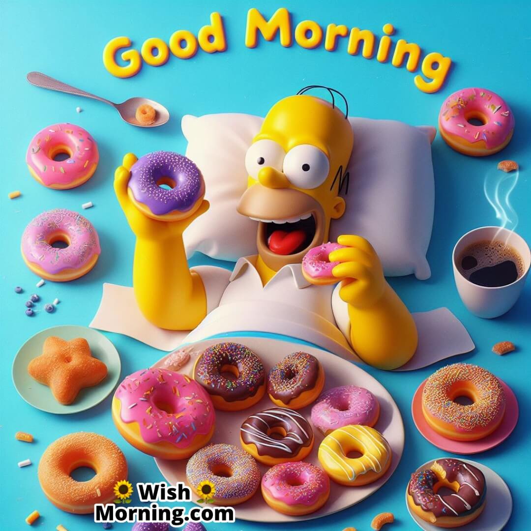 Good Morning Homer Simpson With Donuts