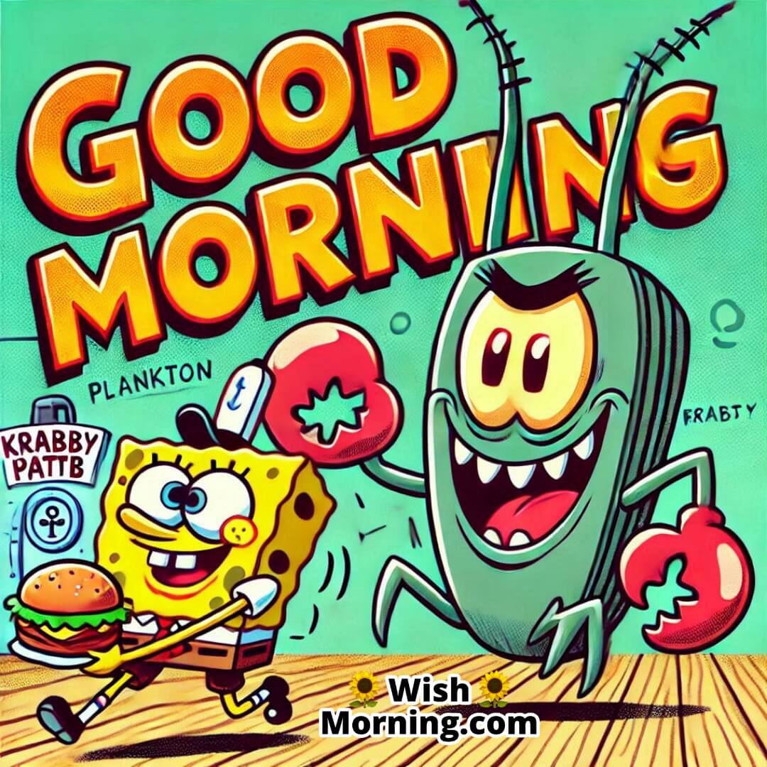 Good Morning Spongebob And Plankton Funny Pic