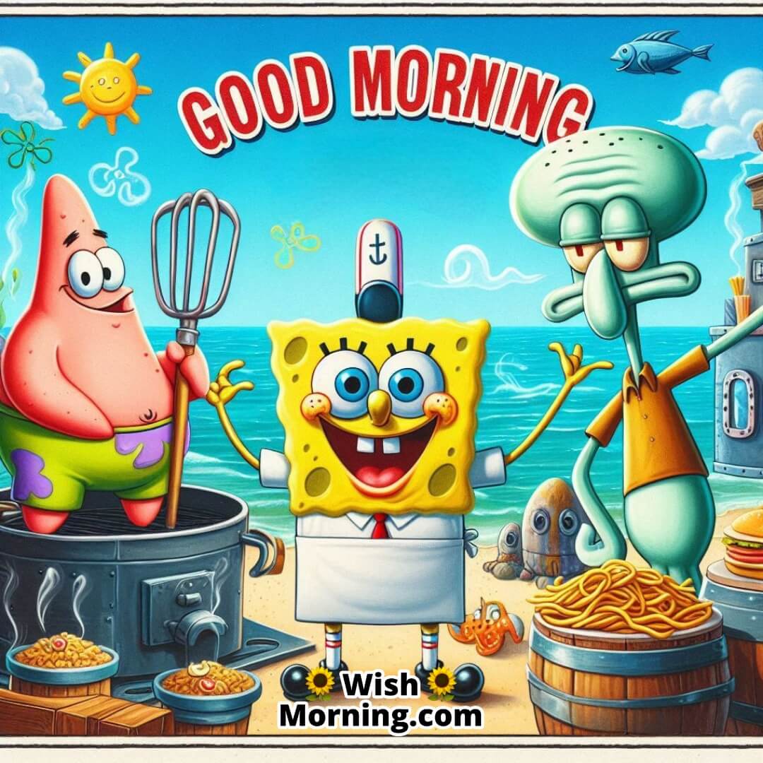 Good Morning Spongebob Works As A Fry Cook