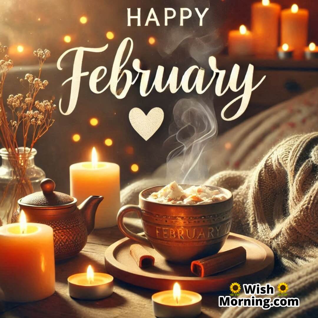 Happy February Cozy Indoors With Warm Drinks