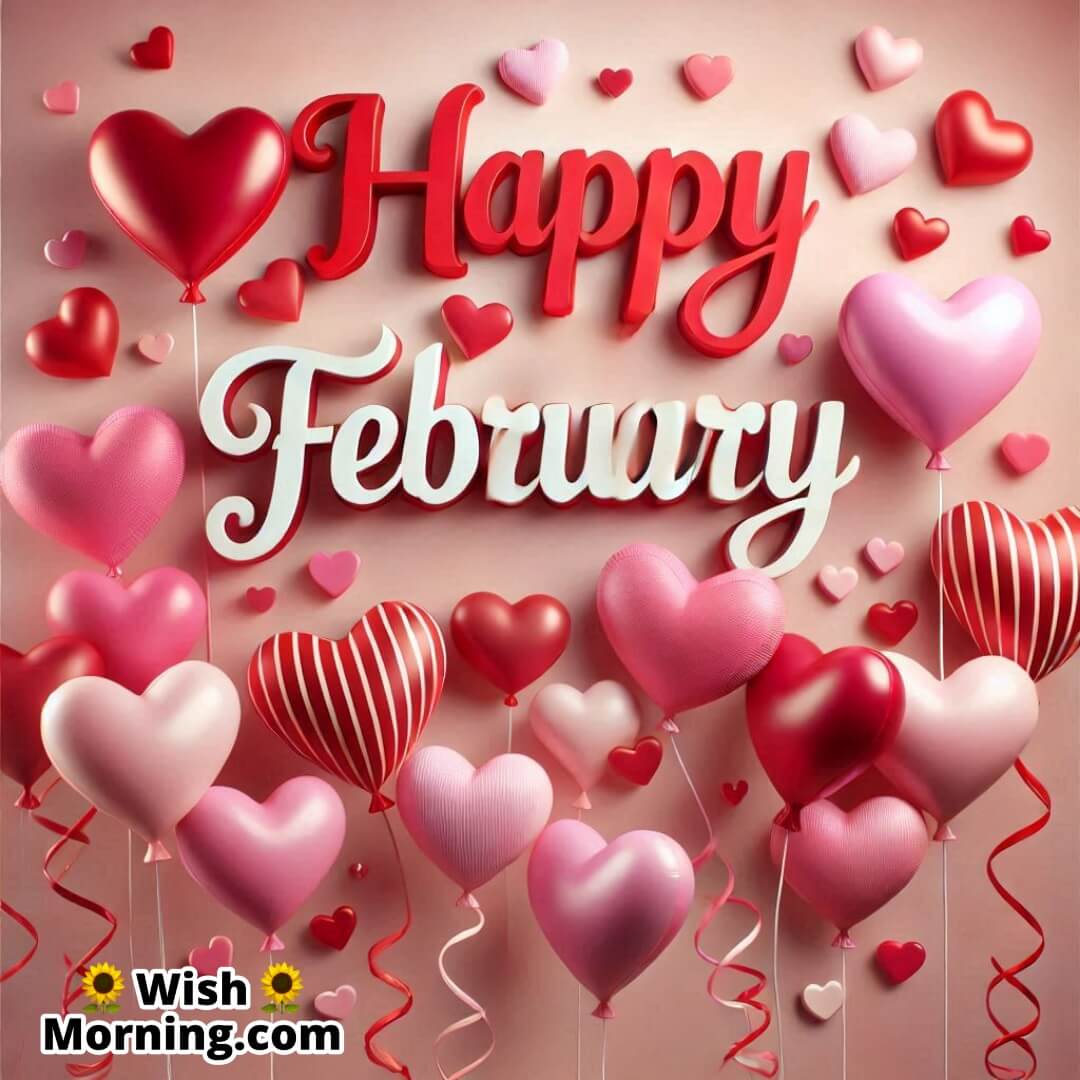 Happy February Heart Balloons Pic