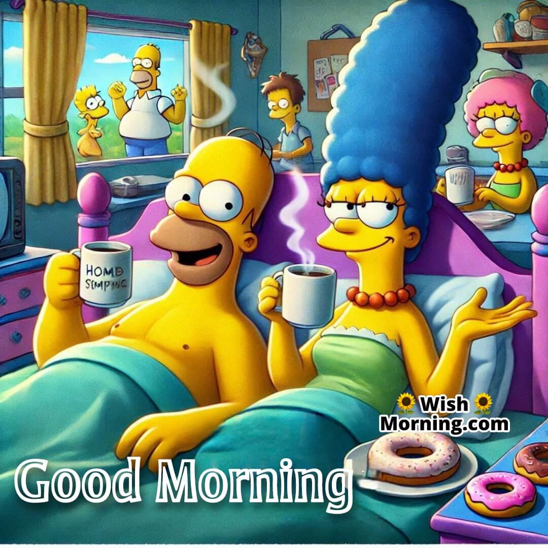 Homer Simpson And Marge Simpson Morning Coffee