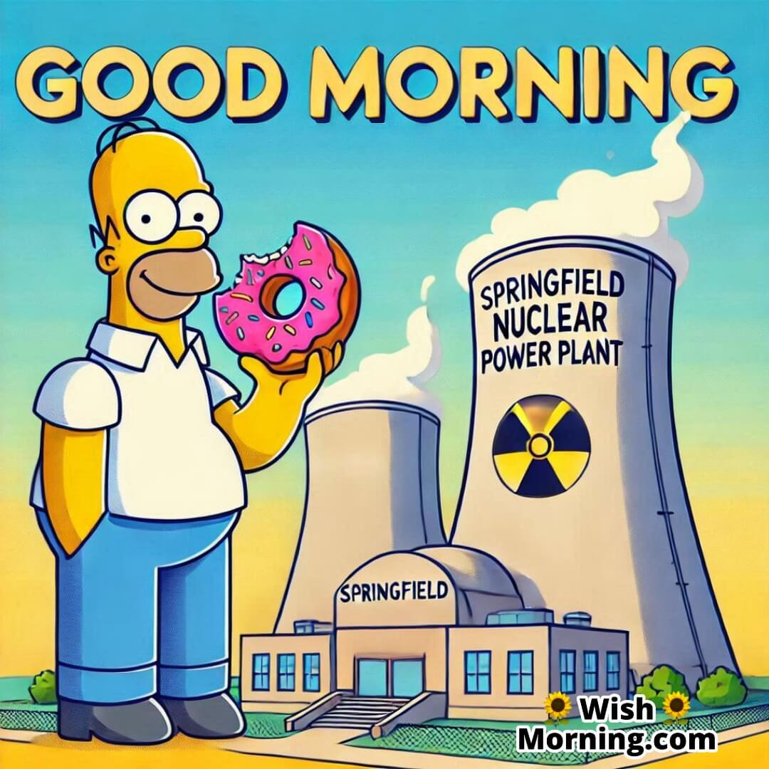 Homer Simpson At Nuclear Power Plant In Morning