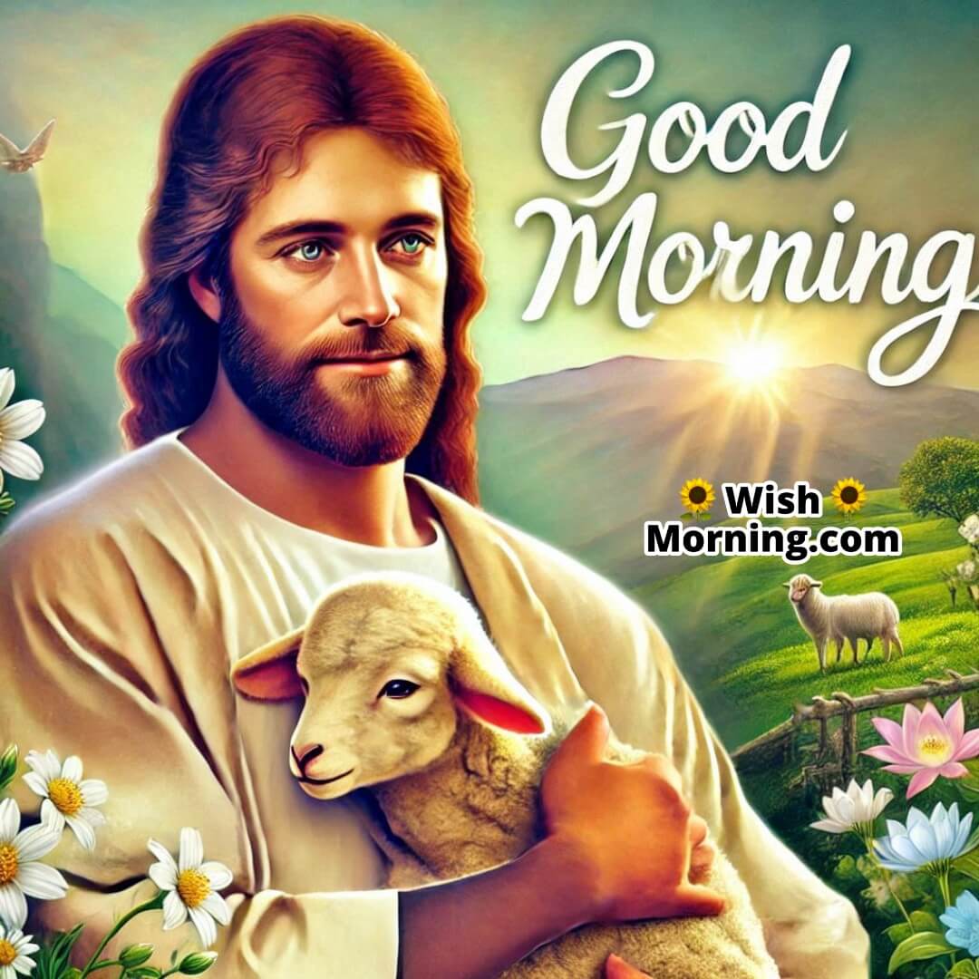 Jesus With Lamb Good Morning Image