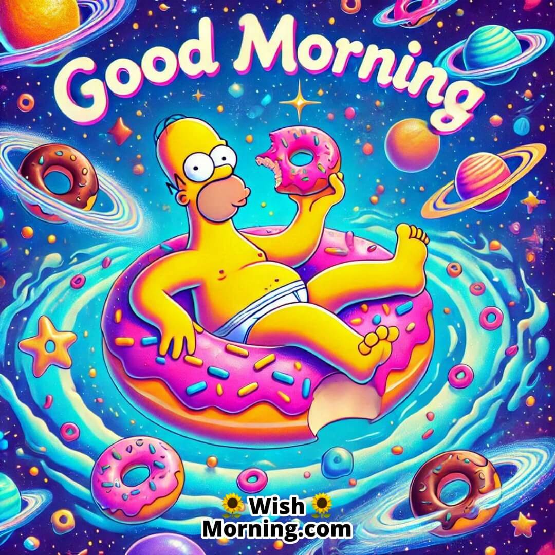 Sweet Morning In Doughnut Universe With Homer