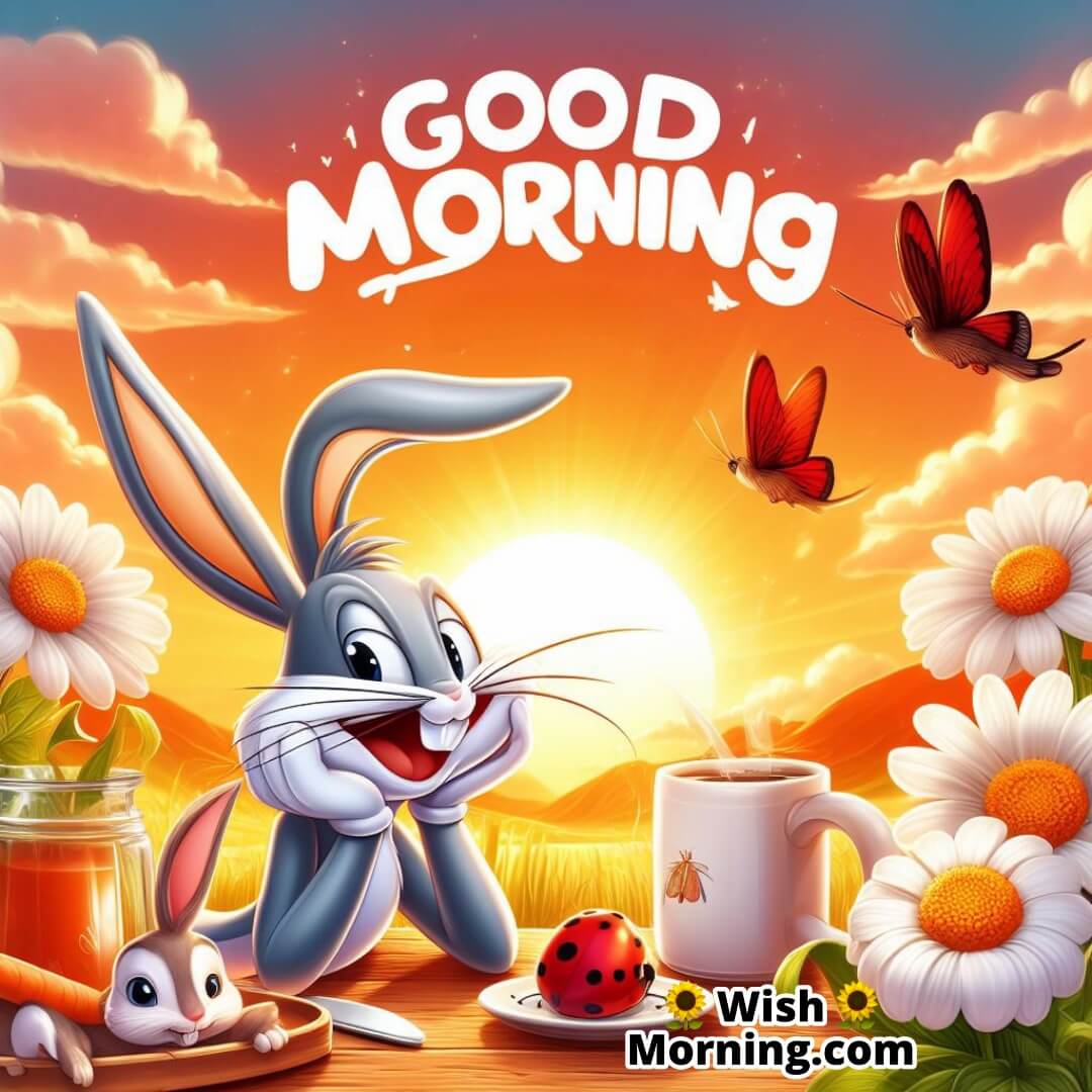 Bugs Bunny Enjoying A Morning Coffee