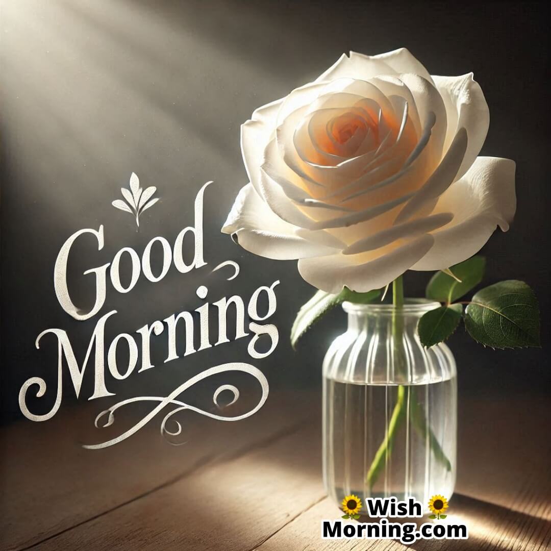 Elegant Good Morning White Rose Image