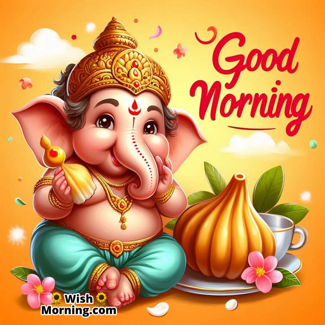 Good Morning Bal Ganesha Eating Modak