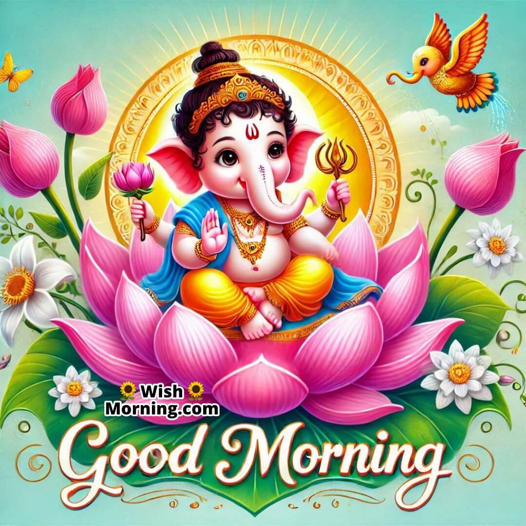 Good Morning Bal Ganesha On Lotus